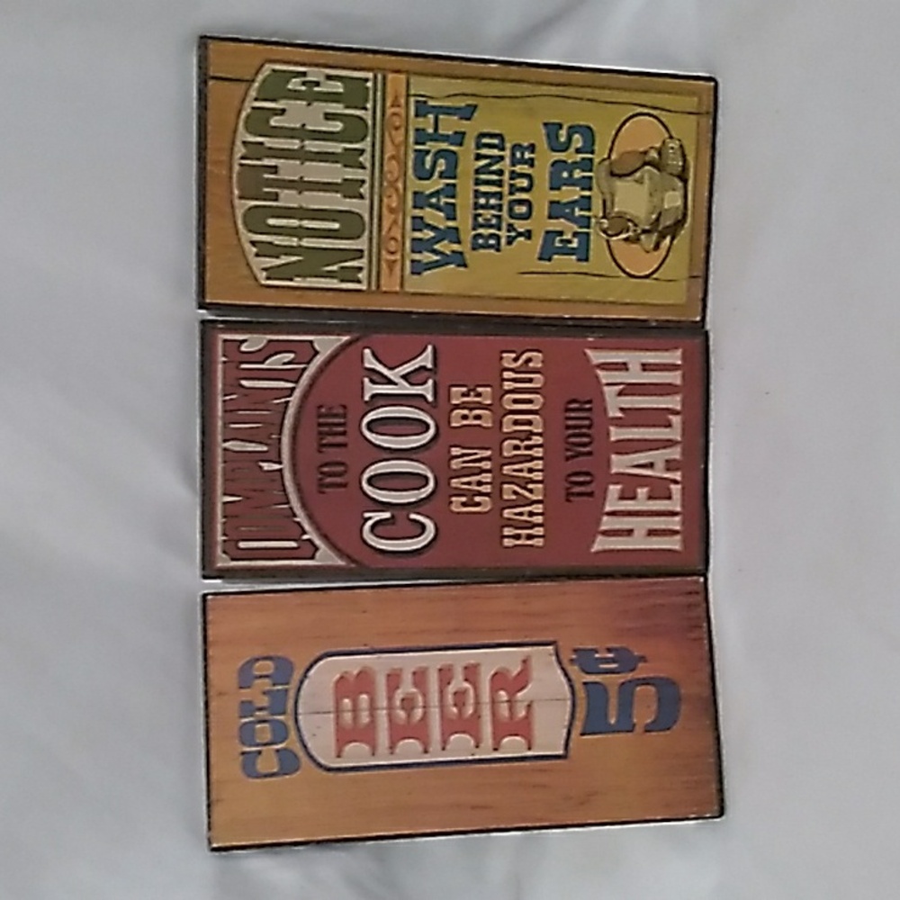 Vintage 1970's Wallace Berrie & Co. Wooden Novelty Signs Set of 3 (B5)